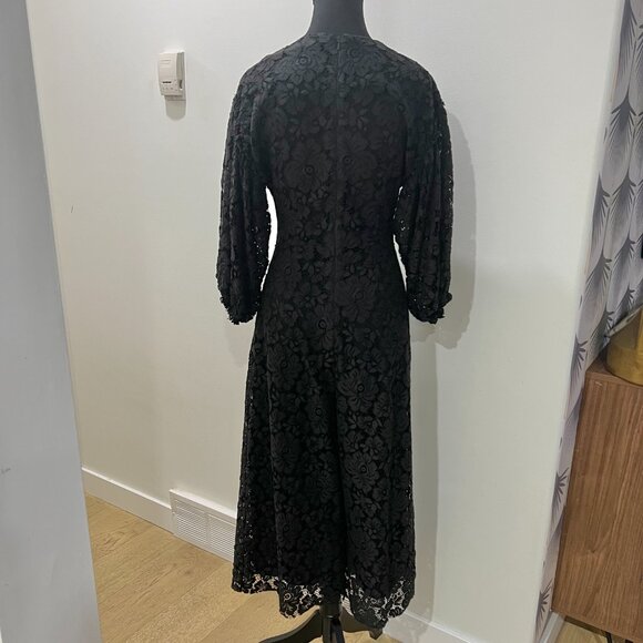 Zara Midi Guipure Lace 3/4 Voluminous Sleeve Jumpsuit - Picture 11 of 11